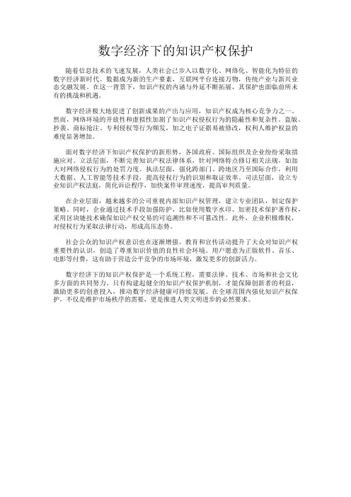 数字经济下的知识产权保护
