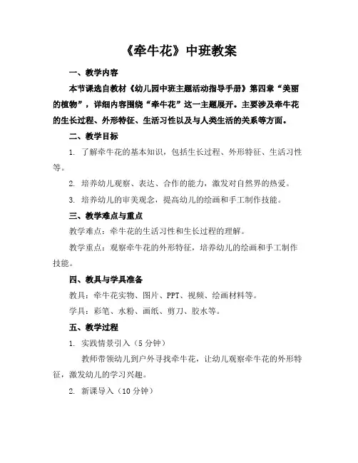 《牵牛花》中班教案