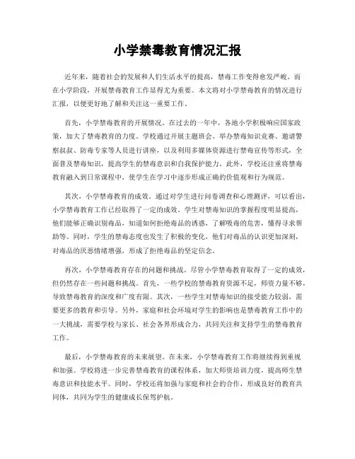 小学禁毒教育情况汇报
