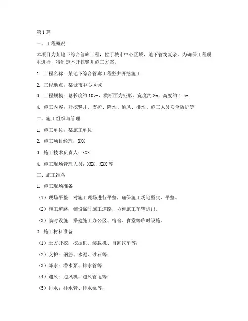 开挖竖井施工方案(3篇)