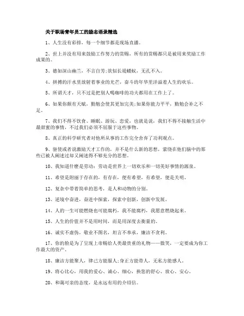 关于职场青年员工的励志语录60句