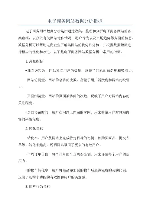 电子商务网站数据分析指标