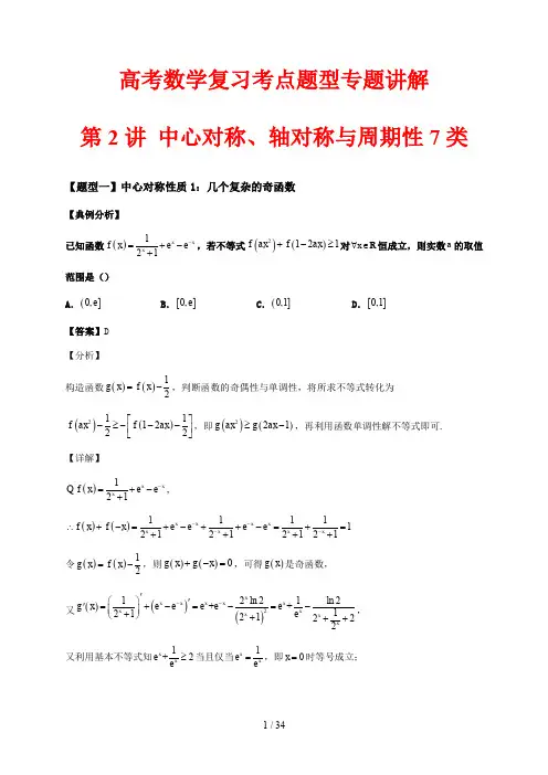 高考数学复习考点题型专题讲解2 中心对称轴对称和周期性