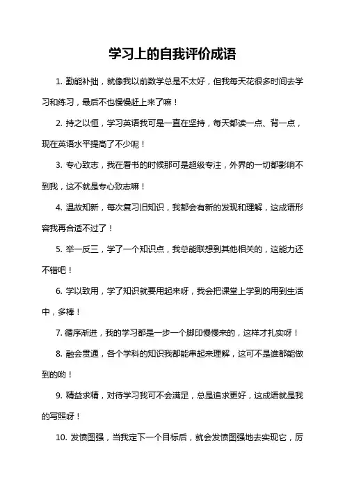 学习上的自我评价成语