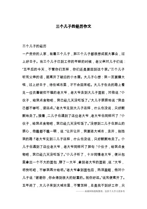 三个儿子的经历作文