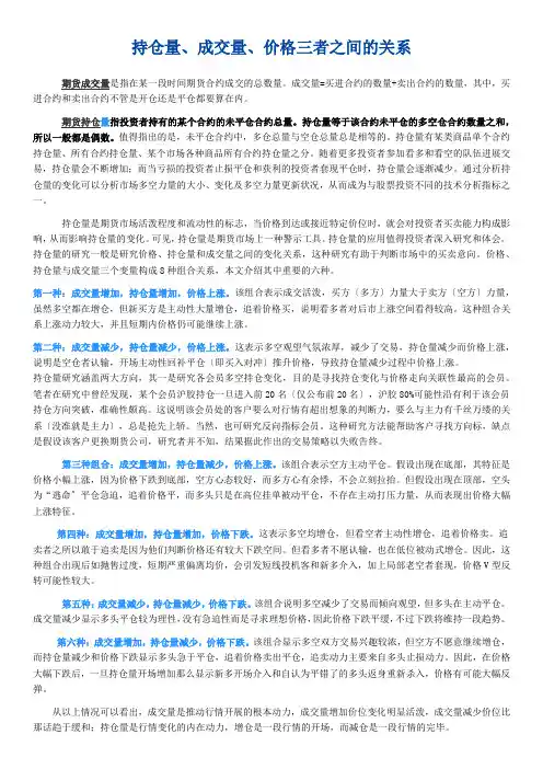 持仓量与成交量关系