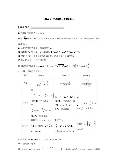 2018考前三个月高考数学理科(江苏专用)总复习训练题：——考前回扣3 含答案