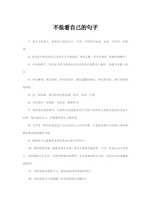 不低看自己的句子