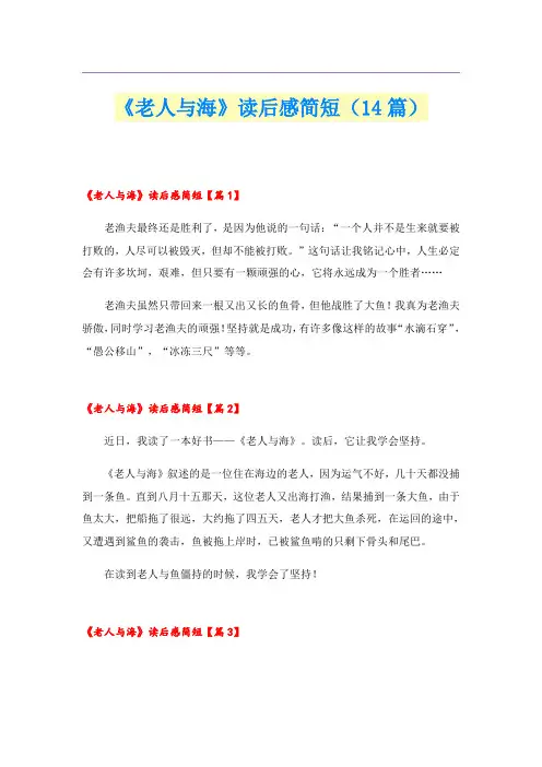 《老人与海》读后感简短(14篇)