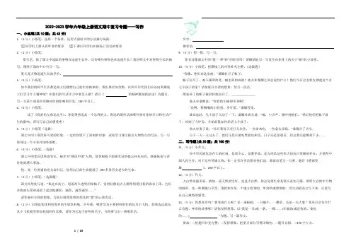 2022-2023学年六年级上册语文期中复习专题——写作