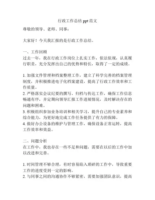 行政工作总结ppt范文