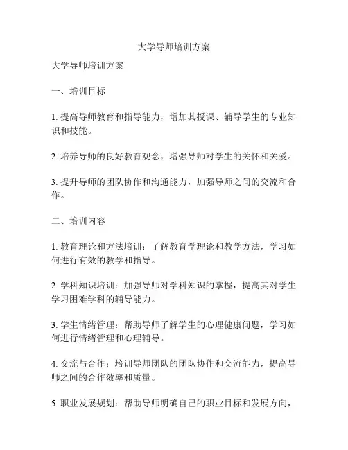 大学导师培训方案