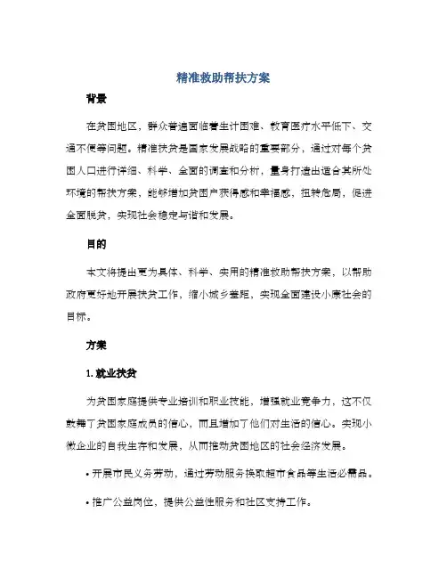 精准救助帮扶方案