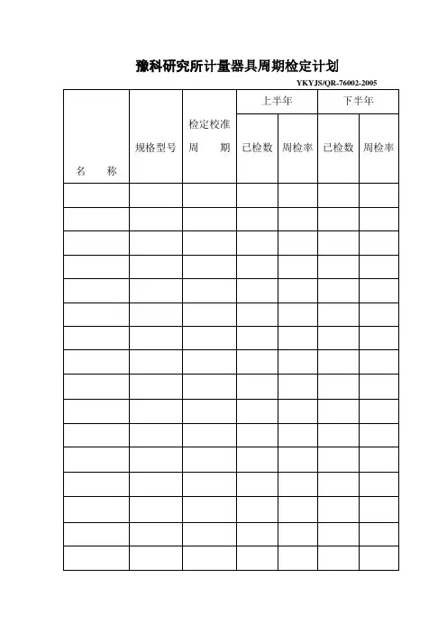 计量器具周期检定计划(表格模板、doc格式)