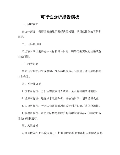 可行性分析报告模板