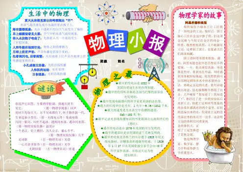物理小报物理小报小学生电子小报成品简报报刊手抄报模板画报剪报板报样板电脑报纸示范样例A3