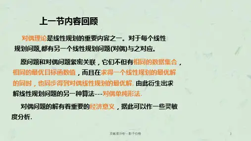 灵敏度分析--影子价格课件