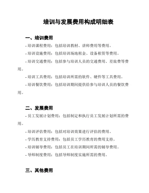 培训与发展费用构成明细表