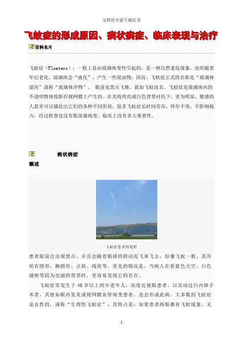 飞蚊症的形成原因、病状病症、临床表现与治疗【精品】