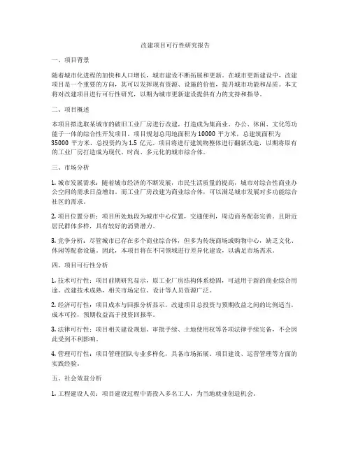 改建项目可行性研究报告
