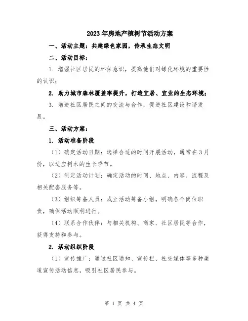 2023年房地产植树节活动方案