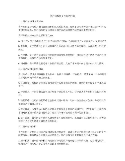 资产结构知识点总结归纳