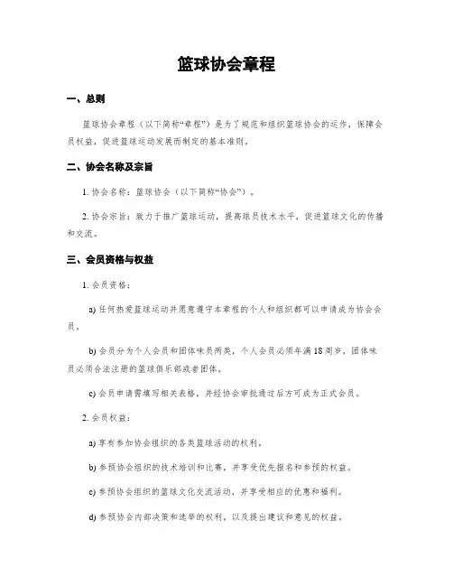 篮球协会章程