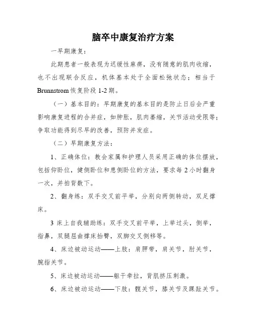 脑卒中康复治疗方案