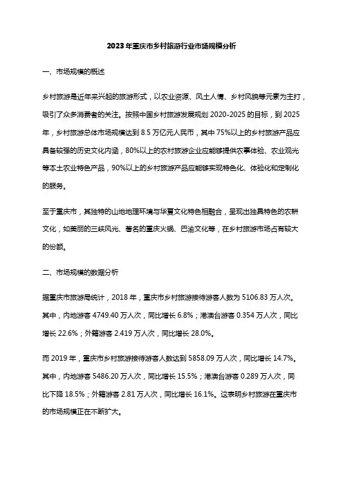 2023年重庆市乡村旅游行业市场规模分析