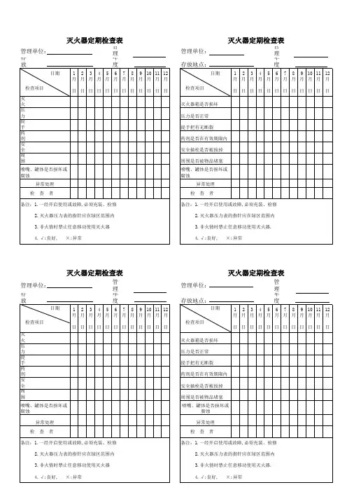 灭火器定期检查表