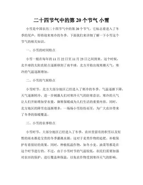 二十四节气中的第20个节气 小雪