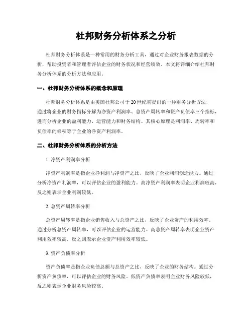 杜邦财务分析体系之分析