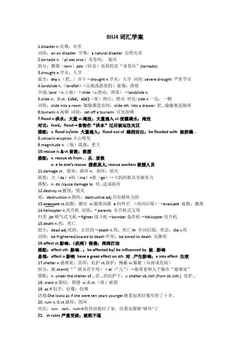 Unit4NaturalDisasters词汇讲解清单-高中英语人教版