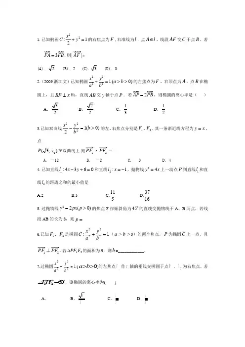 圆锥曲线经典题型(含详解答案)