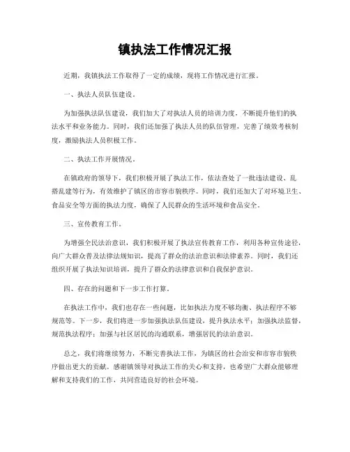 镇执法工作情况汇报