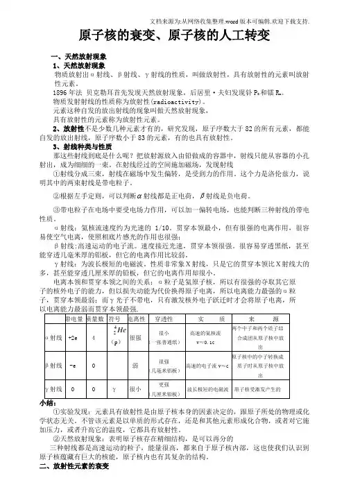 原子核衰变、人工转变