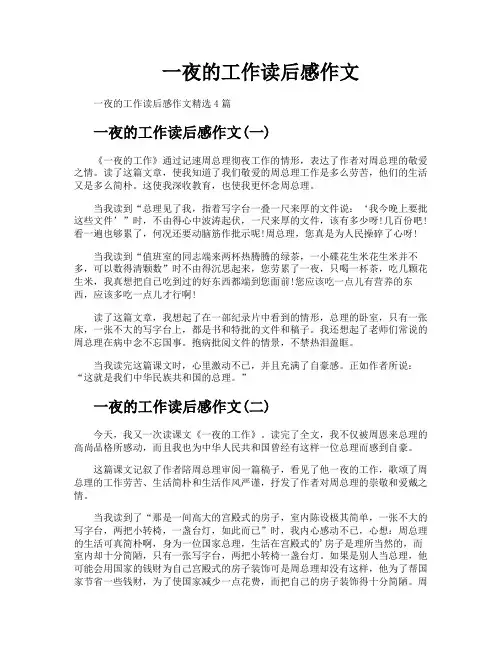一夜的工作读后感作文