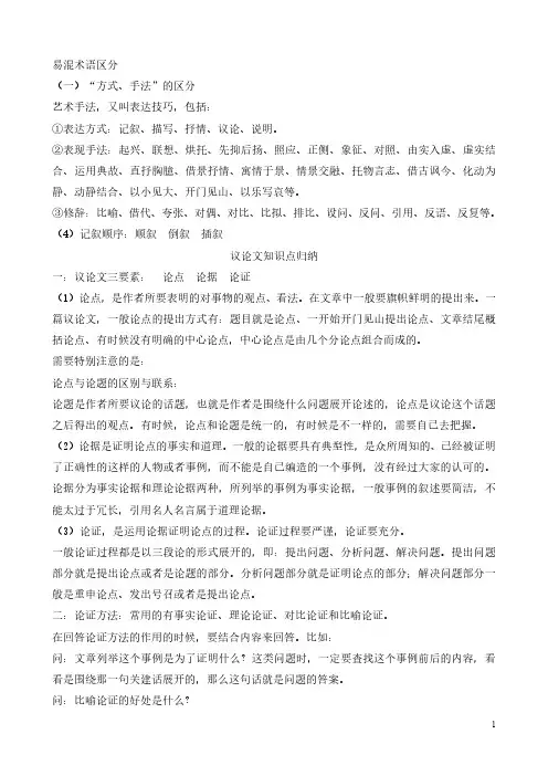 初中语文议论文知识点归纳