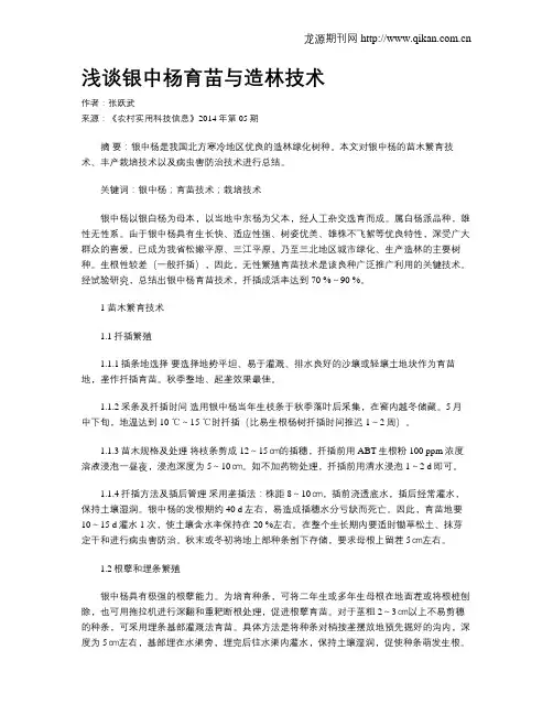 浅谈银中杨育苗与造林技术