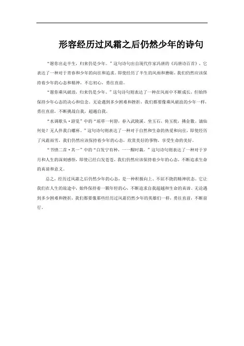 形容经历过风霜之后仍然少年的诗句
