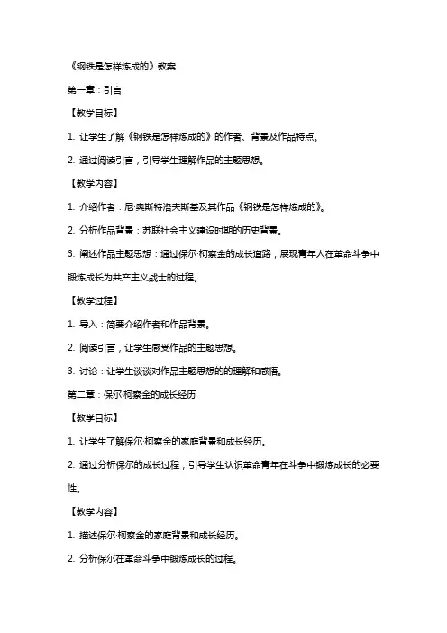 《钢铁是怎样炼成的》教案