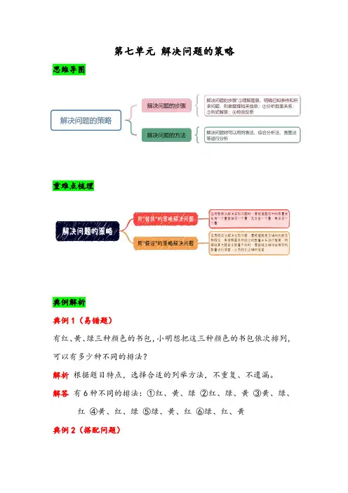 第七单元 解决问题的策略-(思维导图+重难点梳理)-五年级上册数学单元总结归纳知识讲义(苏教版)