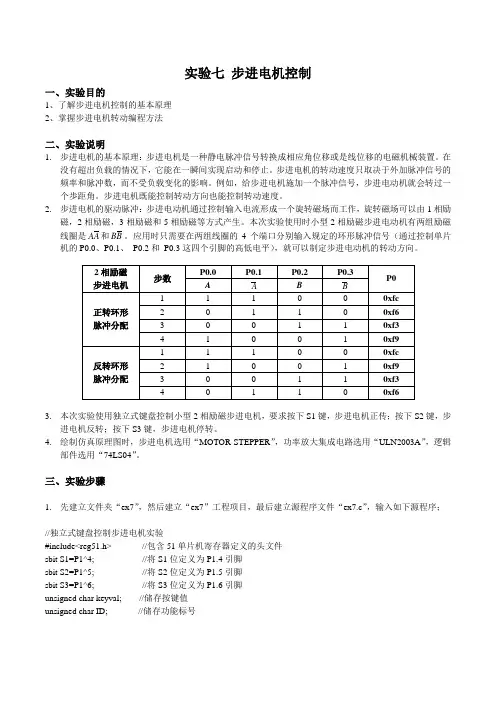 单片机实验   步进电机控制