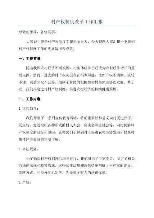 村产权制度改革工作汇报