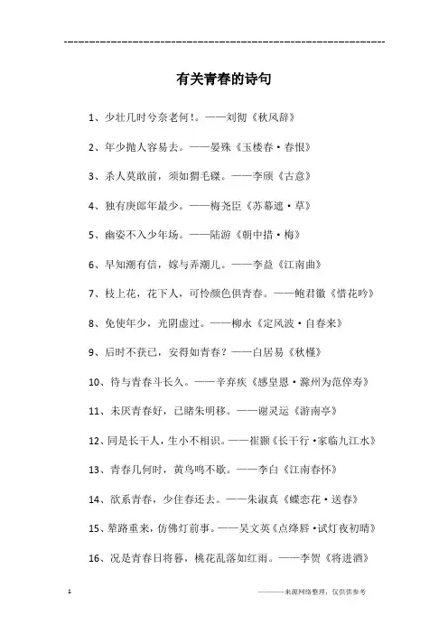 有关青春的诗句