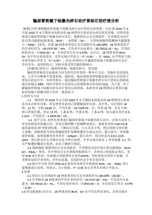 输尿管软镜下钬激光碎石治疗肾结石的疗效分析