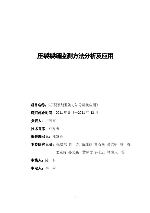 压裂裂缝监测方法分析及应用-报告