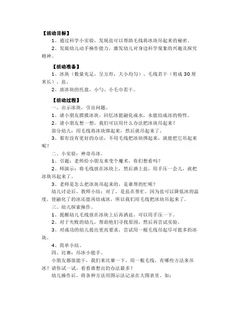 幼儿园大班优质科学教案《神奇的冰块》【幼儿教案】