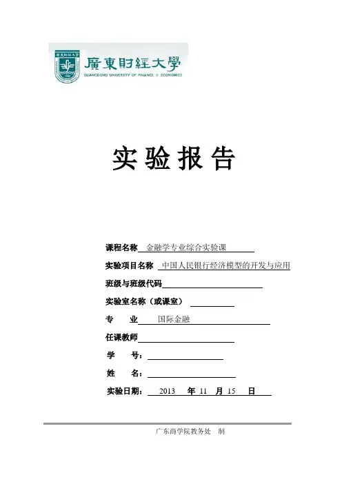 金融学专业综合实验课实验报告.