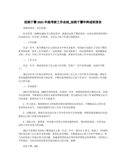 法院干警2024年底考核工作总结_法院干警年终述职报告